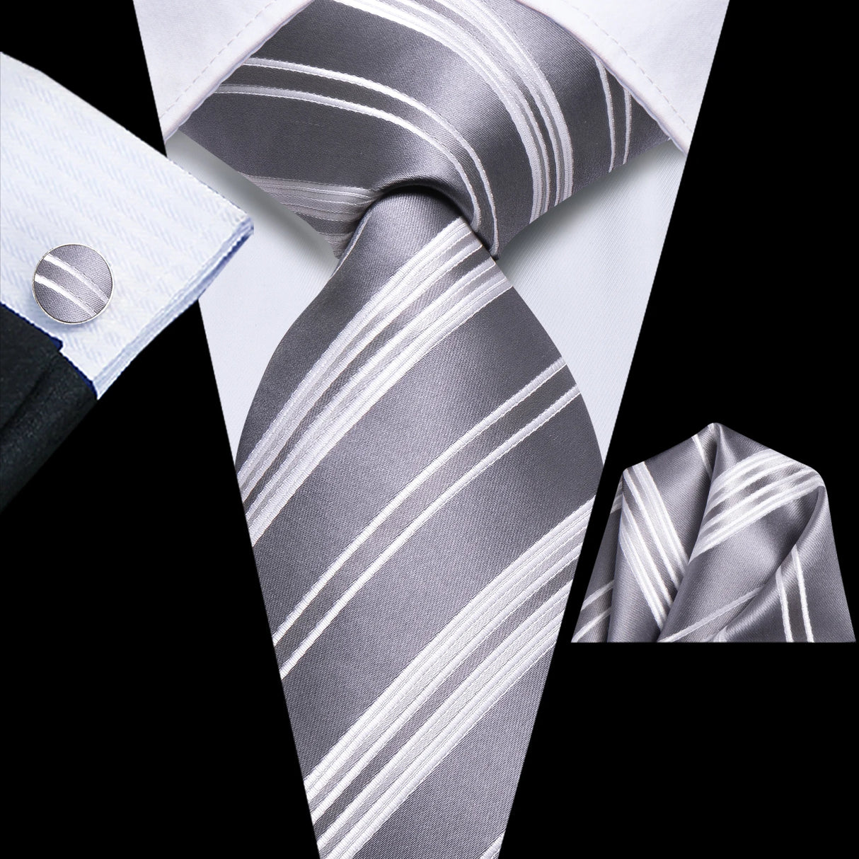 grey silver color necktie 