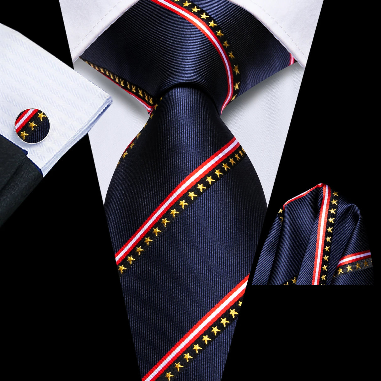red gold black necktie 