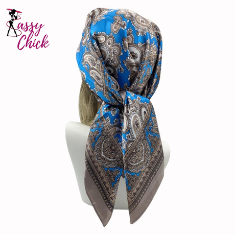 Foulard Print 90*90cm Square Silk Scarves Hijab Shawls Sassy Chick Logo