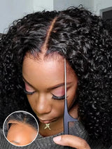 Model using Frontal Curly Lace 13x4 13x6 Human Hair Wigs