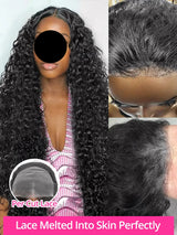 Model using Frontal Curly Lace 13x4 13x6 Human Hair Wigs