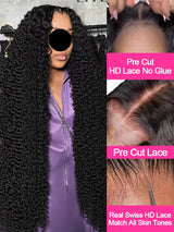 Model using Frontal Curly Lace 13x4 13x6 Human Hair Wigs