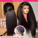 Frontal Kinky Straight Strap 360 Full Lace Human Hair Wig