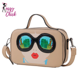 Funky Lady Face Box Shape Shoulder Bags Sassy Chick Logo