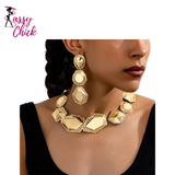 Geometric Design Connect Necklace and Earring Sassy Chick Logo