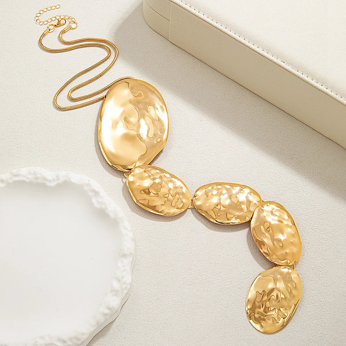 Geometric Ellipse Style Irregular Hammer Pattern Jewelry