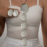 Geometric Ellipse Style Irregular Hammer Pattern Jewelry
