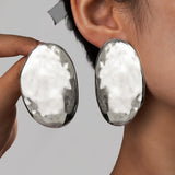 Geometric Ellipse Style Irregular Hammer Pattern Jewelry