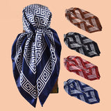 Collection of Geometric Letter Print Silk Satin Square Scarf