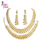 Geometric Metal Necklace Bracelet Earring Set Sassy Chick Logo