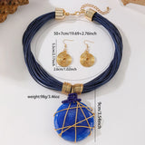 Size of Geometric Round Resin Gems Aluminum Wire Woven Jewelry