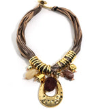 Brown Geometric Statement Bohemian Style Ribbon Necklace