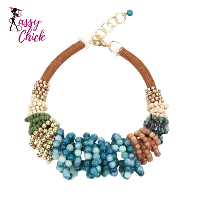 Girl Trendy Exaggerated Individual Beaded Necklace Sassy Chick Logo