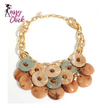 Girl Trendy Vintage Statement Chain & Beads Necklace Sassy Chick Logo