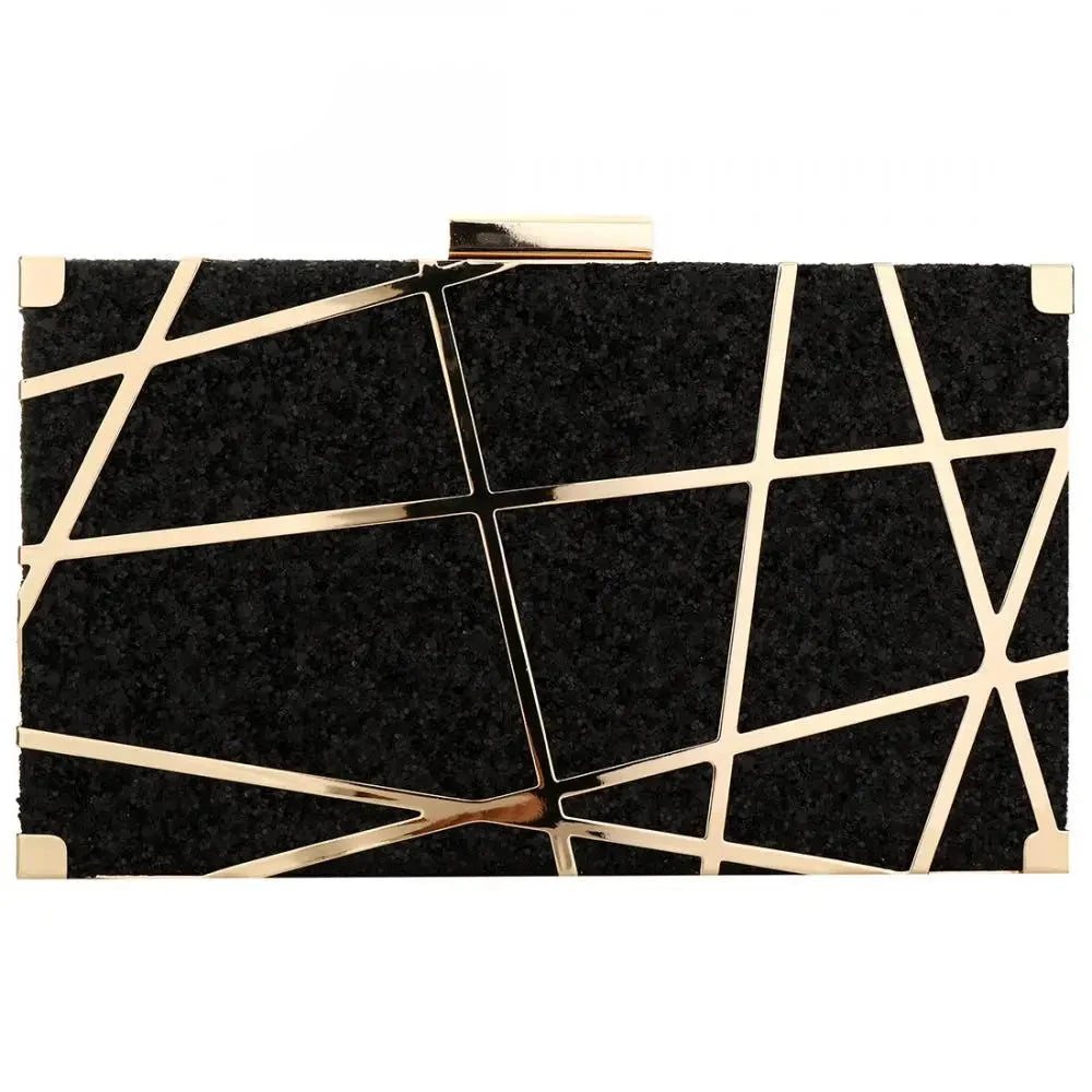 Metallic gold black geometric handbag