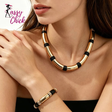 Gold Bamboo Layered Collar Minimalist Statement Jewelry Set Sassy Chick Logo