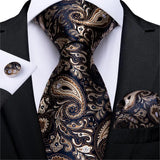 gold black floral pattern tie set
