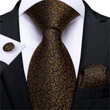black gold floral pattern necktie set
