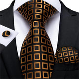 black gold square pattern necktie set