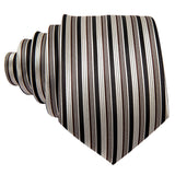 Gold Brooches Silk Handkerchief Striped Men Tie Set