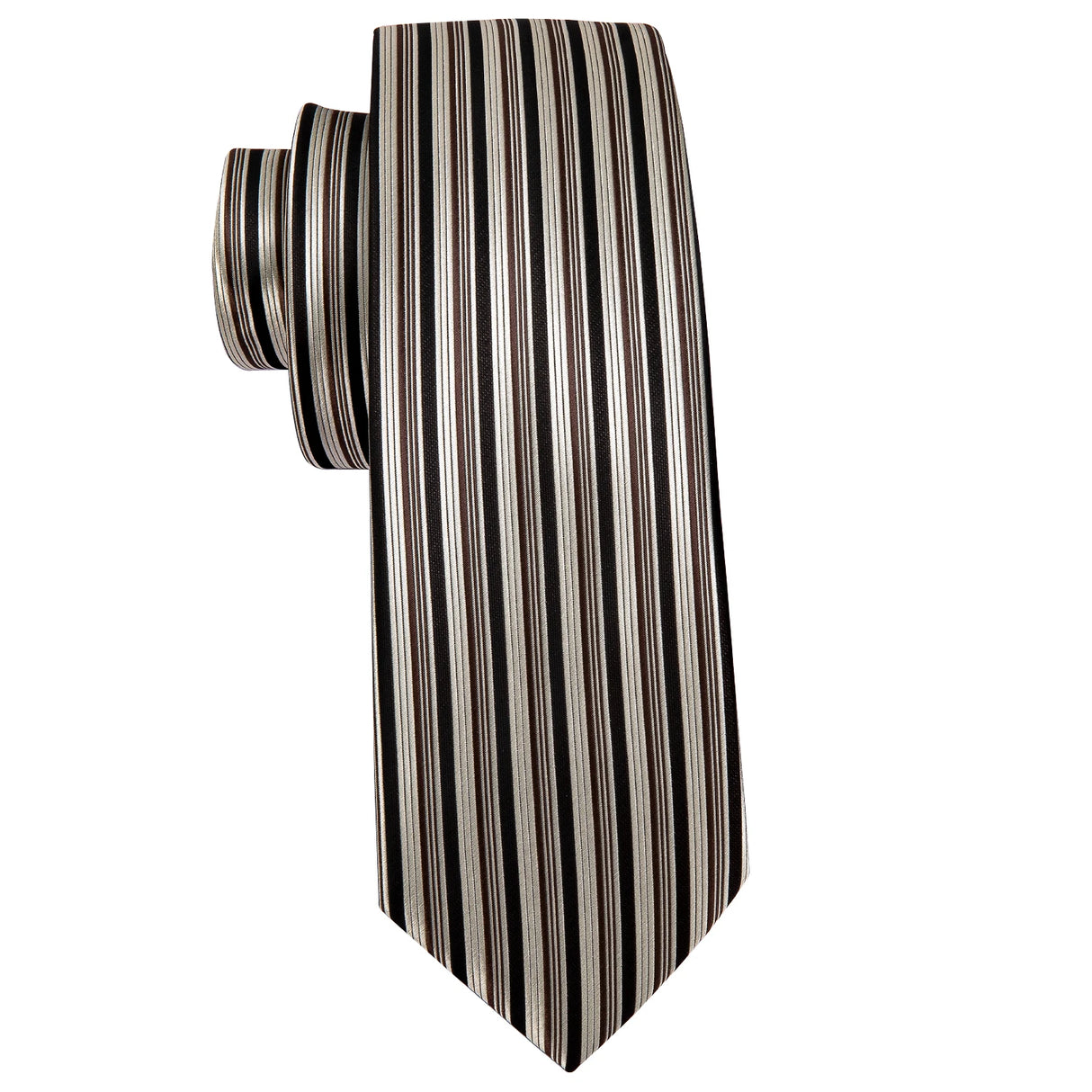 Gold Brooches Silk Handkerchief Striped Men Tie Set