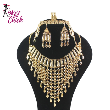 Gold Color Bridal Accessories Costume Jewelry Sets Sassy Chick Logo