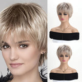 Gold Natural For Women Short Curly Synthetic Wigs