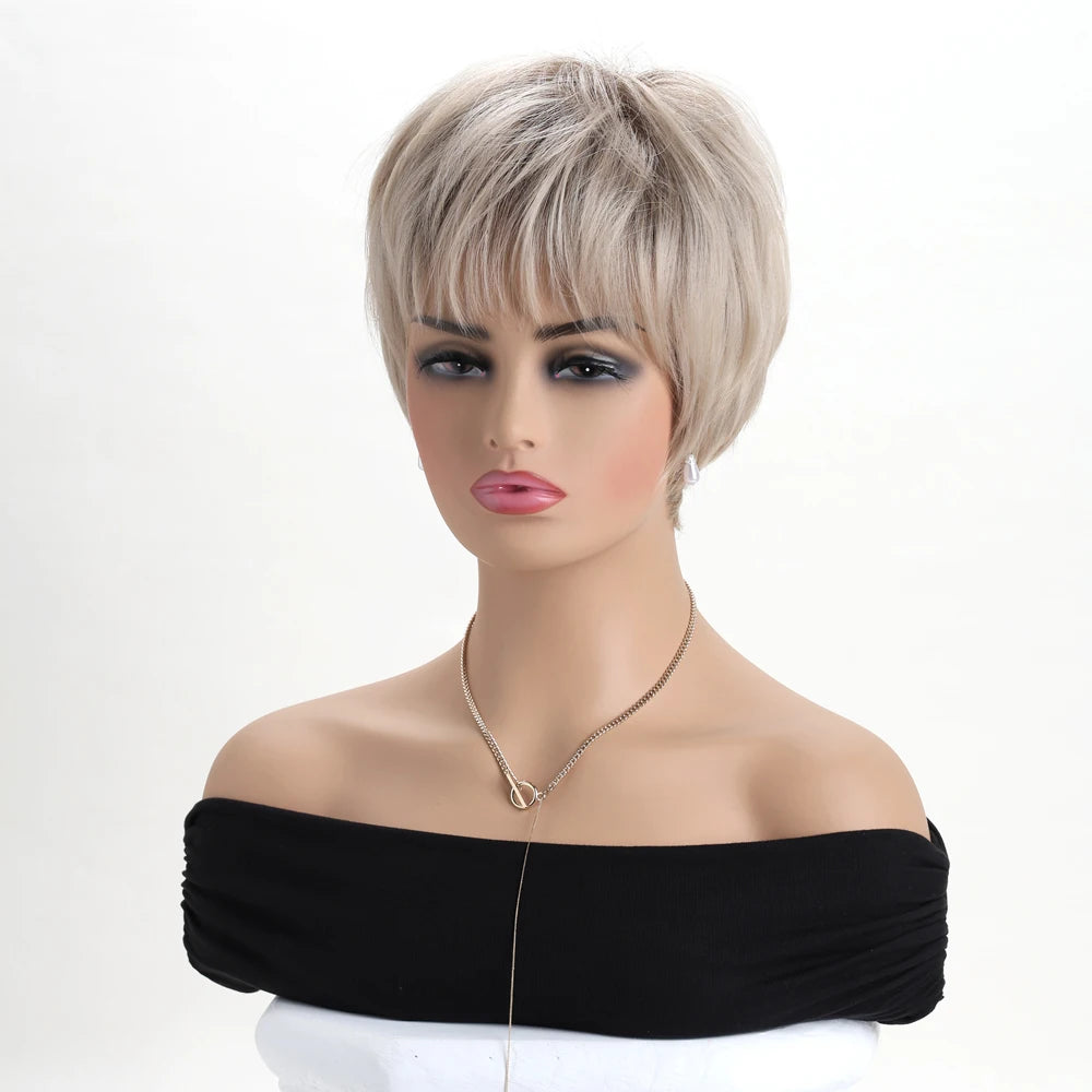 Gold Natural For Women Short Curly Synthetic Wigs