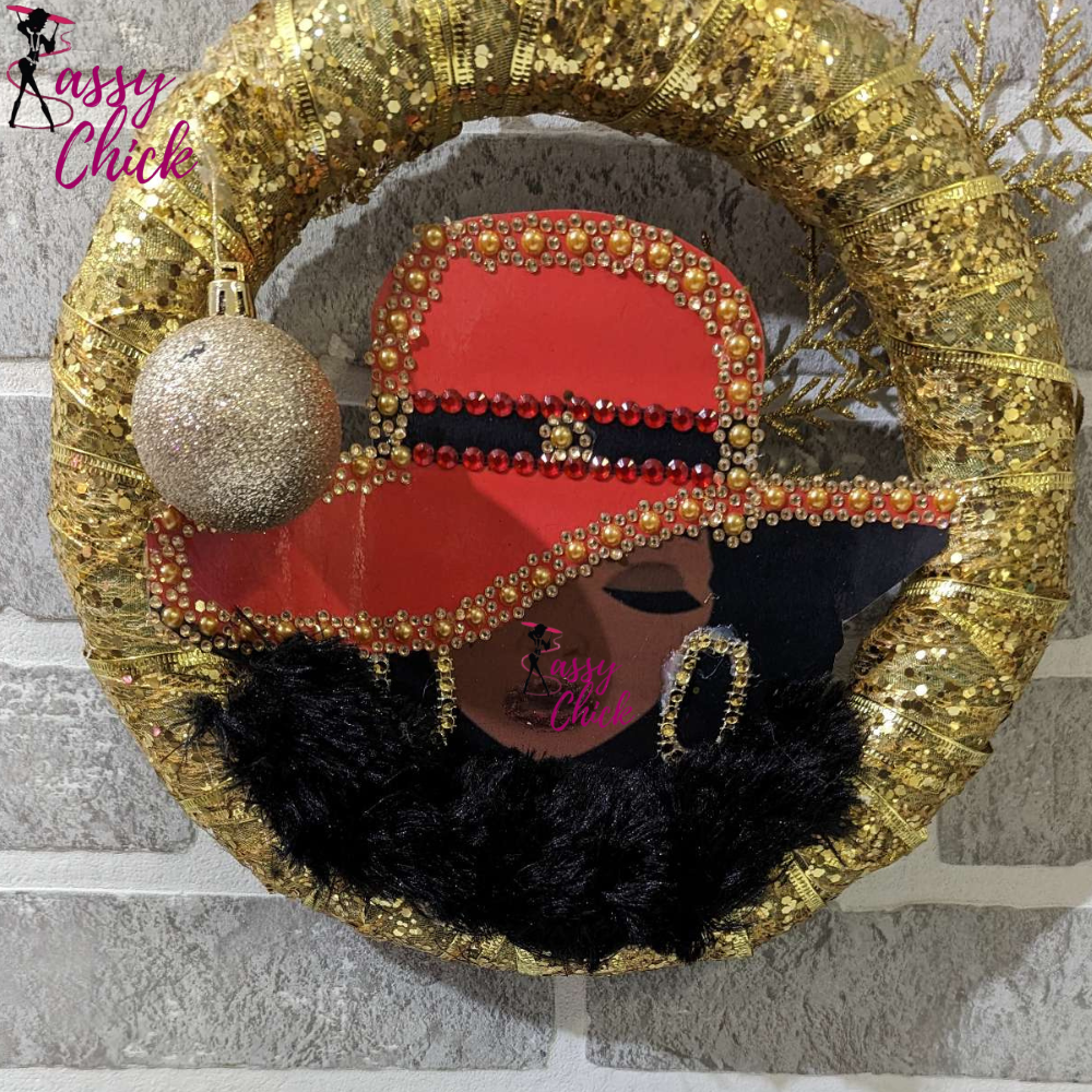 Gold Orange Lady Wreath Sassy Chick Logo