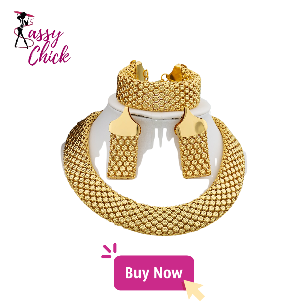 Gold Plated African Necklace Jewelry Set