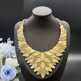 Gold Plated Leaf Shaped Jewelry Set 