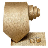 Gold Solid Silk Hanky Cufflink Men Necktie