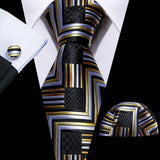 black gray gold geometric pattern necktie set
