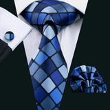 blue white diamond dot pattern necktie set