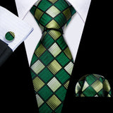 green gold white diamond pattern necktie set