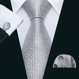 gray geometric pattern necktie set
