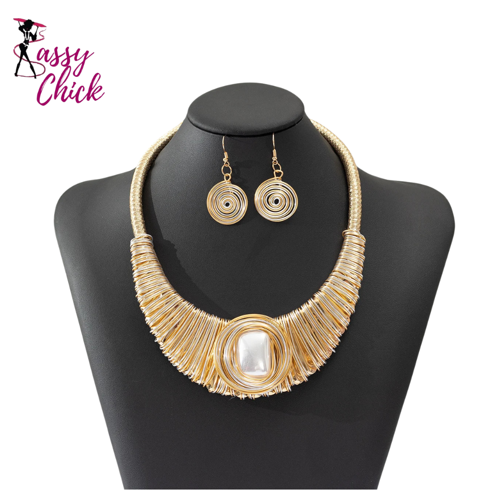 Golden Bead Necklace Set Sassy Chick Logo