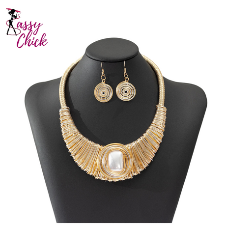 Golden Bead Necklace Set Sassy Chick Logo
