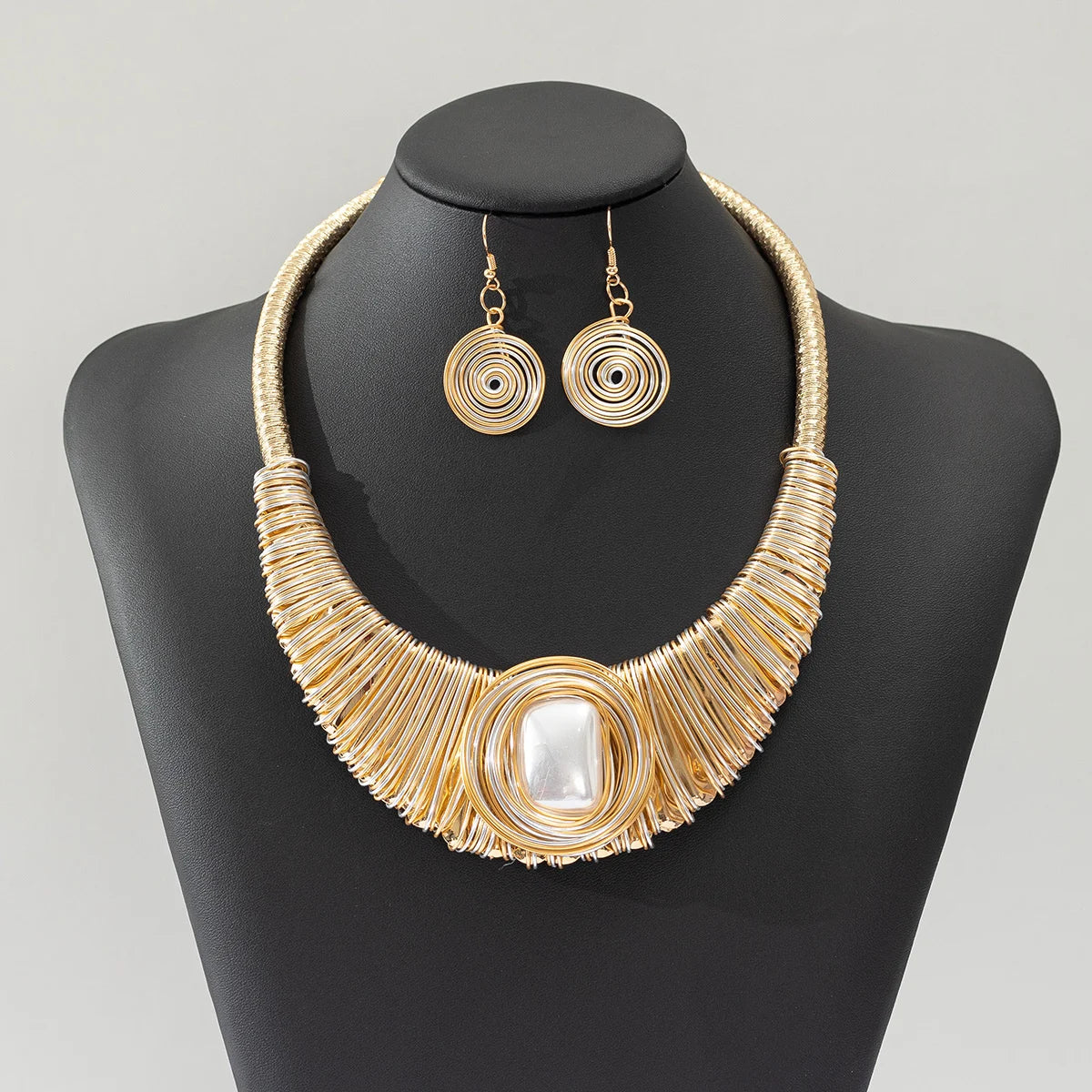 Golden Bead Necklace Set