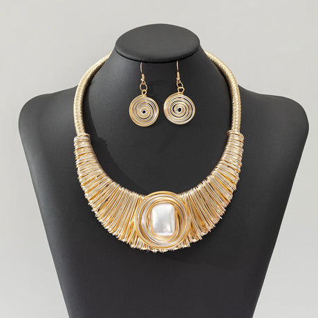 Golden Bead Necklace Set
