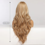 Size of Golden Highlight Long Wavy Synthetic Wigs