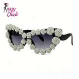 Gothic 3D Heart Rose Cat Eye Sunglasses Sassy Chick Logo
