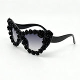 Black Gothic 3D Heart Rose Cat Eye Sunglasses
