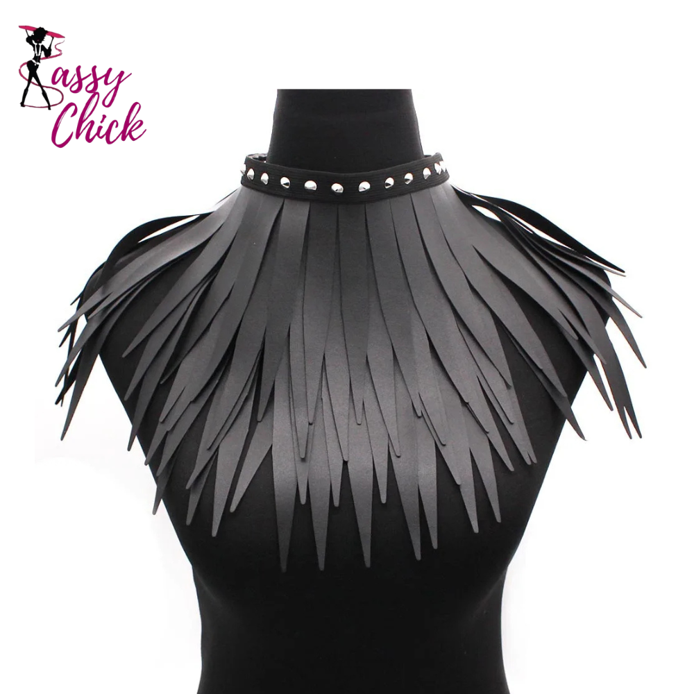 Gothic PU Leather Long Tringle Necklaces Sassy Chick Logo