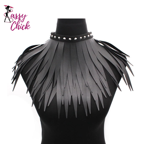 Gothic PU Leather Long Tringle Necklaces Sassy Chick Logo