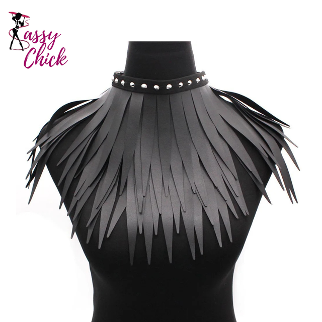 Gothic PU Leather Long Tringle Necklaces Sassy Chick Logo