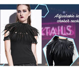 Model Using Gothic PU Leather Long Tringle Necklaces