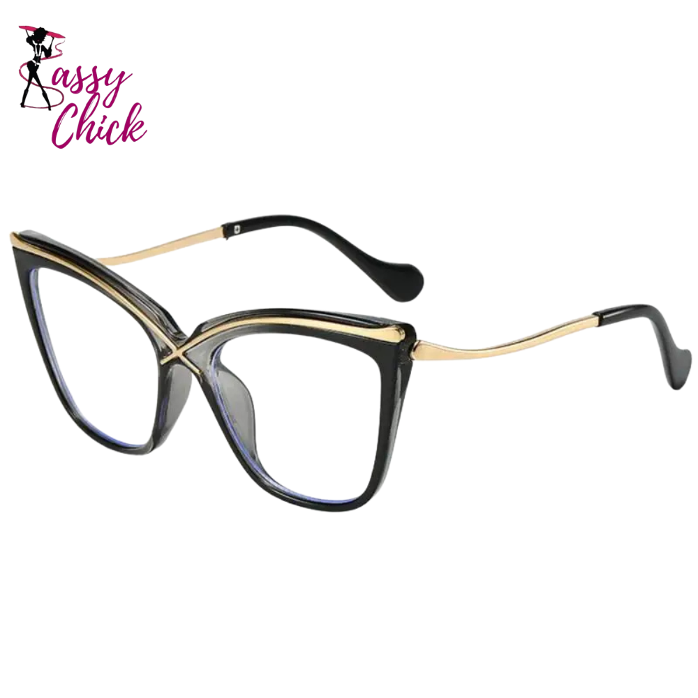 Gradient Color Big Frame Cat Eye Eyeglasses Sassy Chick Logo