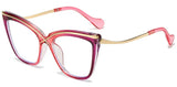 Pink Gradient Color Big Frame Cat Eye Eyeglasses