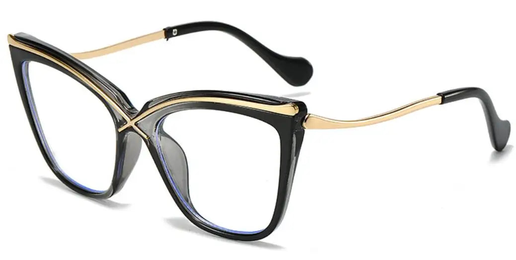 Black Gradient Color Big Frame Cat Eye Eyeglasses